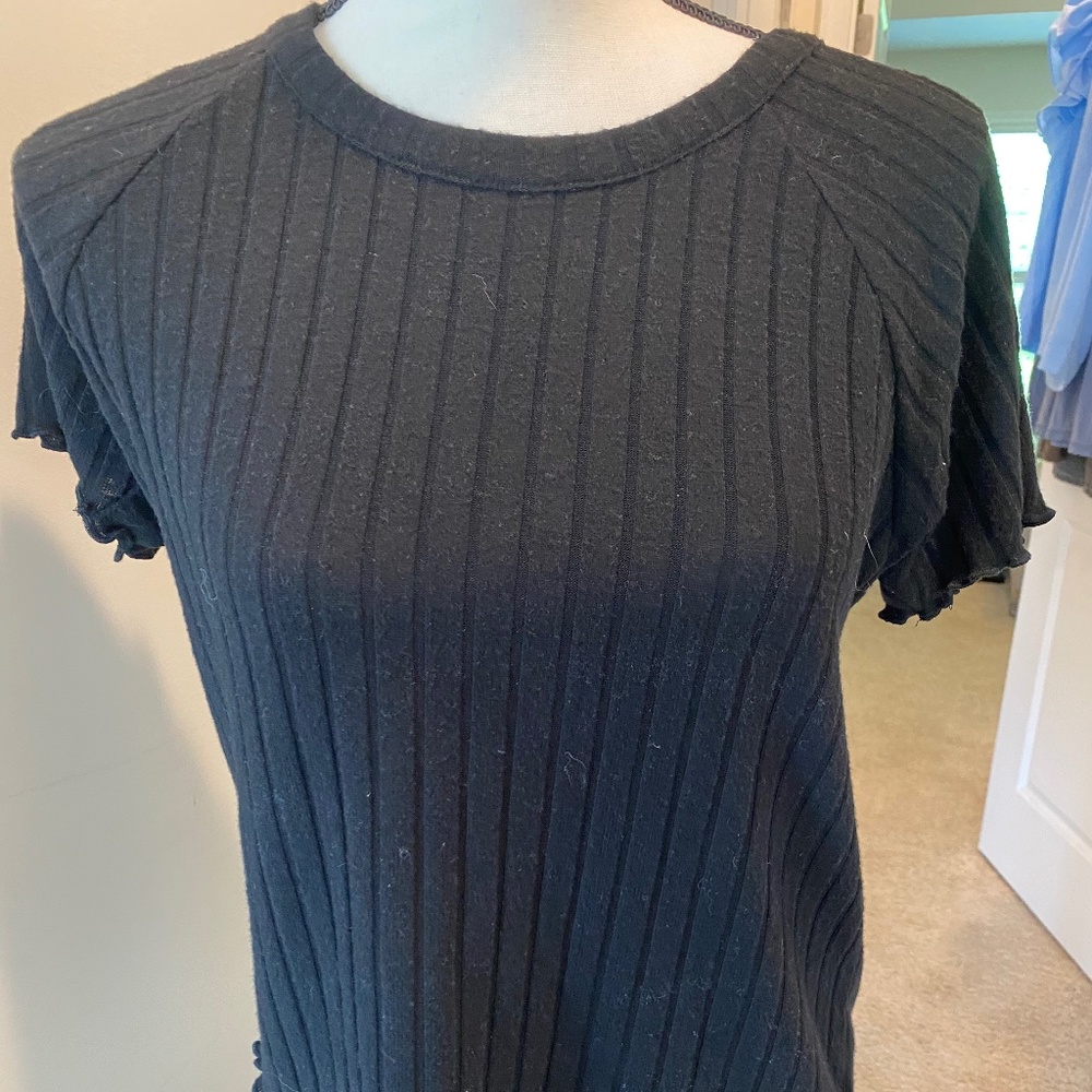 Chaser Rib Raglan Black Tee, Sz Med, NWT